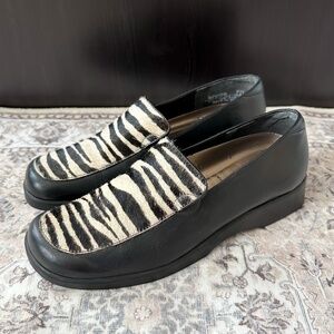 Hush Puppies Genuine Leather Zebra Print Calf Hair Loafers